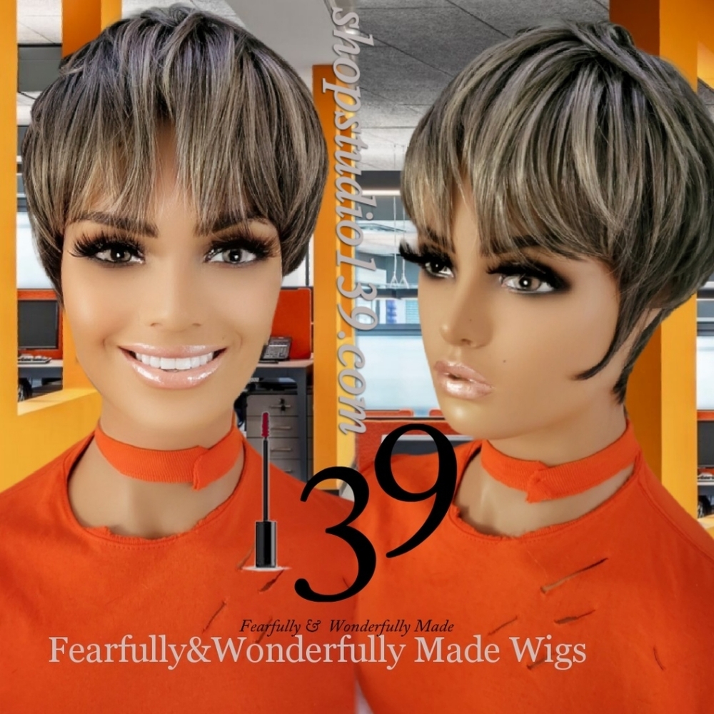 Human hair Grey pixie wig